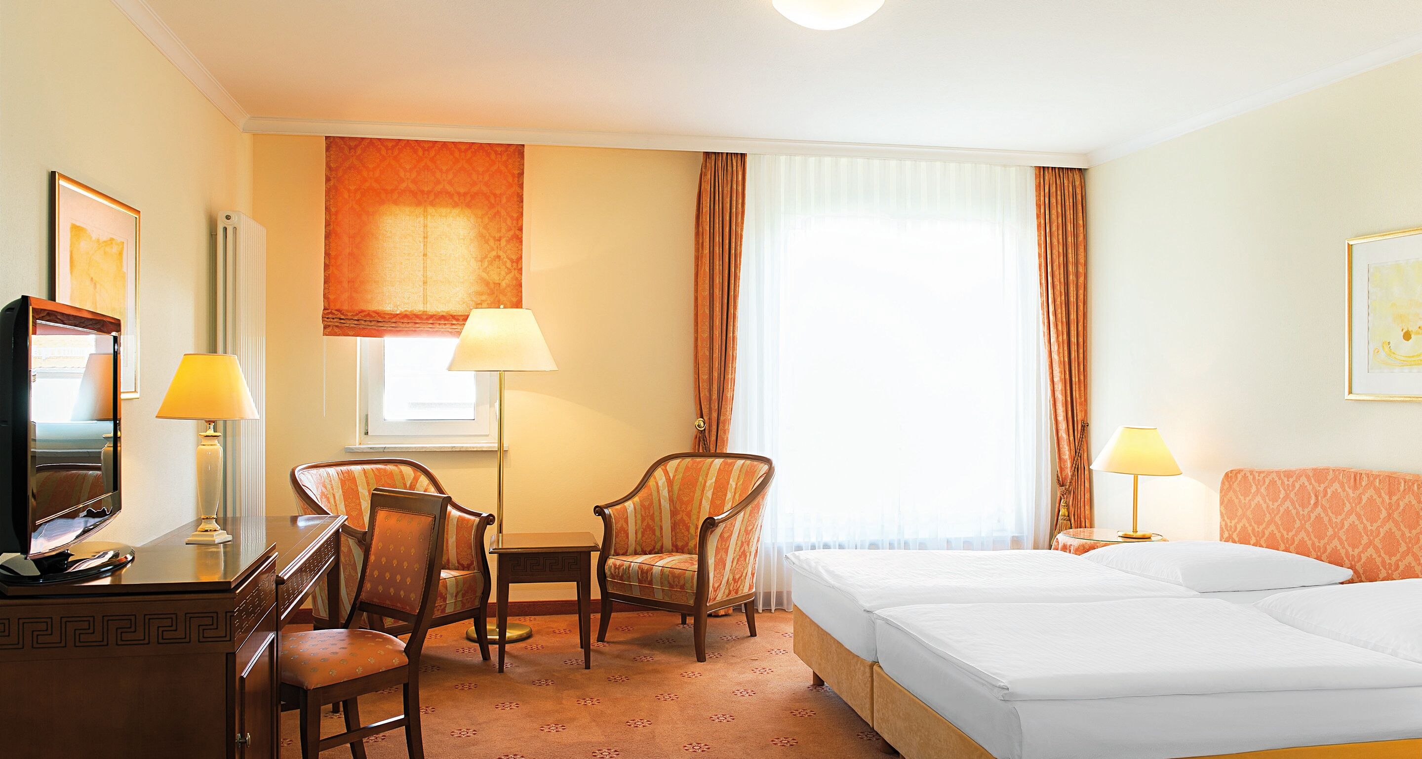 hypo-allergenic bedding, minibar, in-room safe, desk