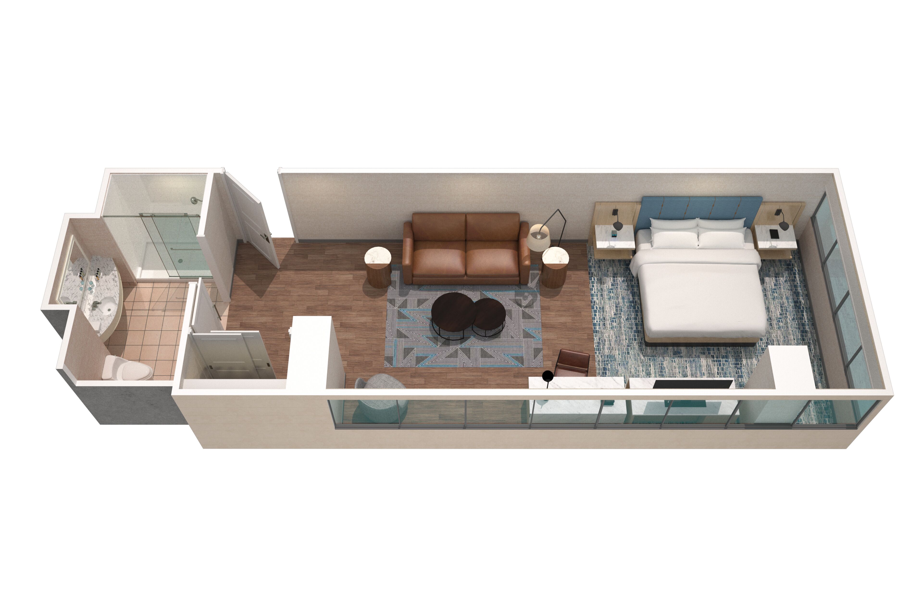 junior suite, 1 king bed with sofa bed, non smoking, city view (corner) | floor plan
