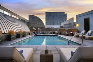 Outdoor pool, open 6 AM to 11 PM, pool umbrellas, sun loungers