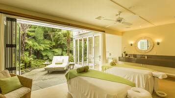 Sauna, hot tub, body treatments, facials, massage/treatment rooms