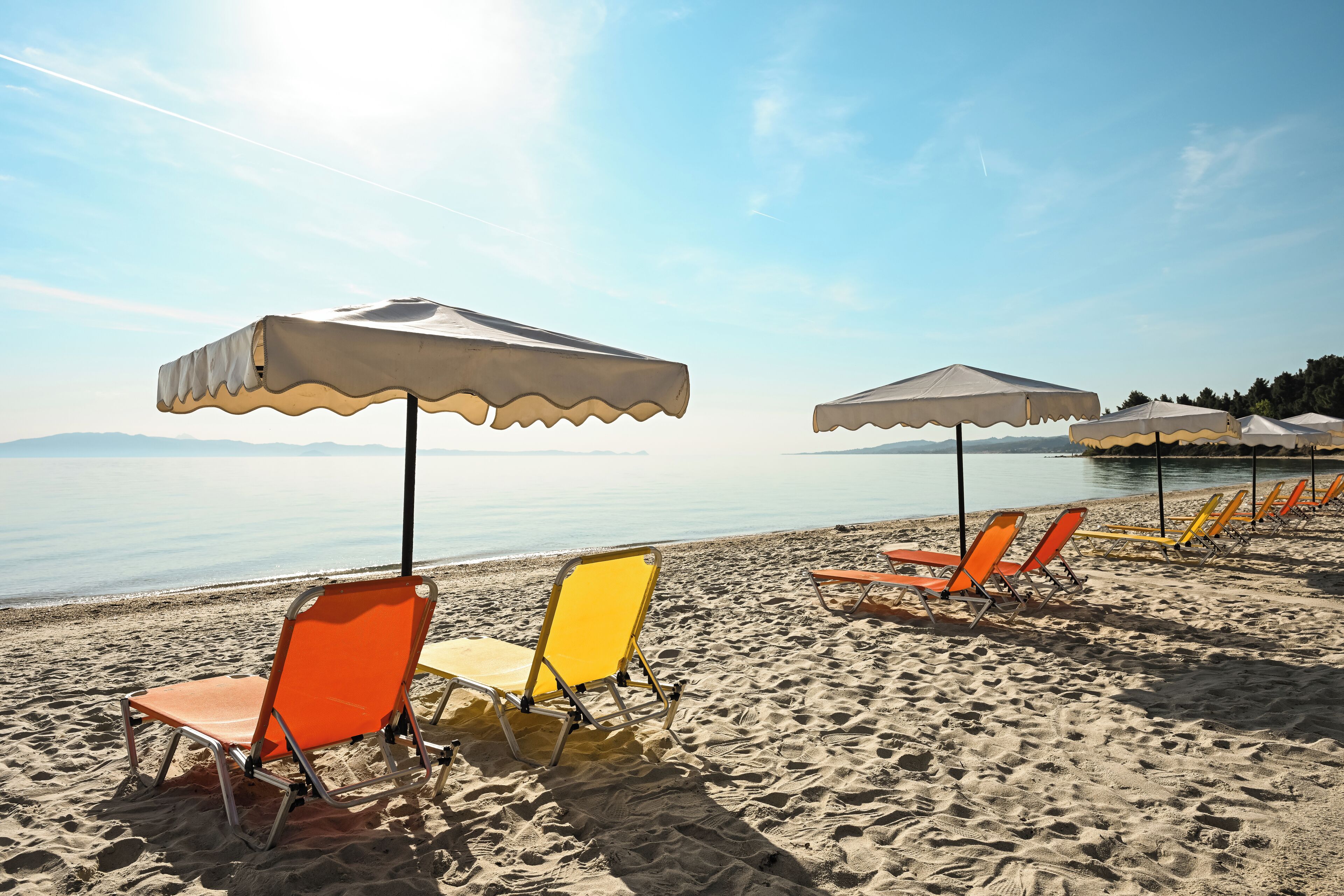 Private beach, sun loungers, beach umbrellas, beach towels