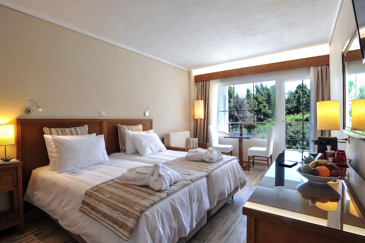 Chambre Double Standard, 2 lits une place, balcon, vue jardin