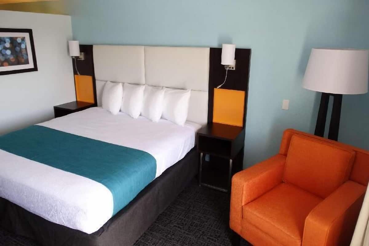 In-room safe, desk, laptop workspace, blackout drapes