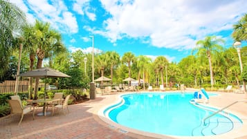 Outdoor pool, pool loungers