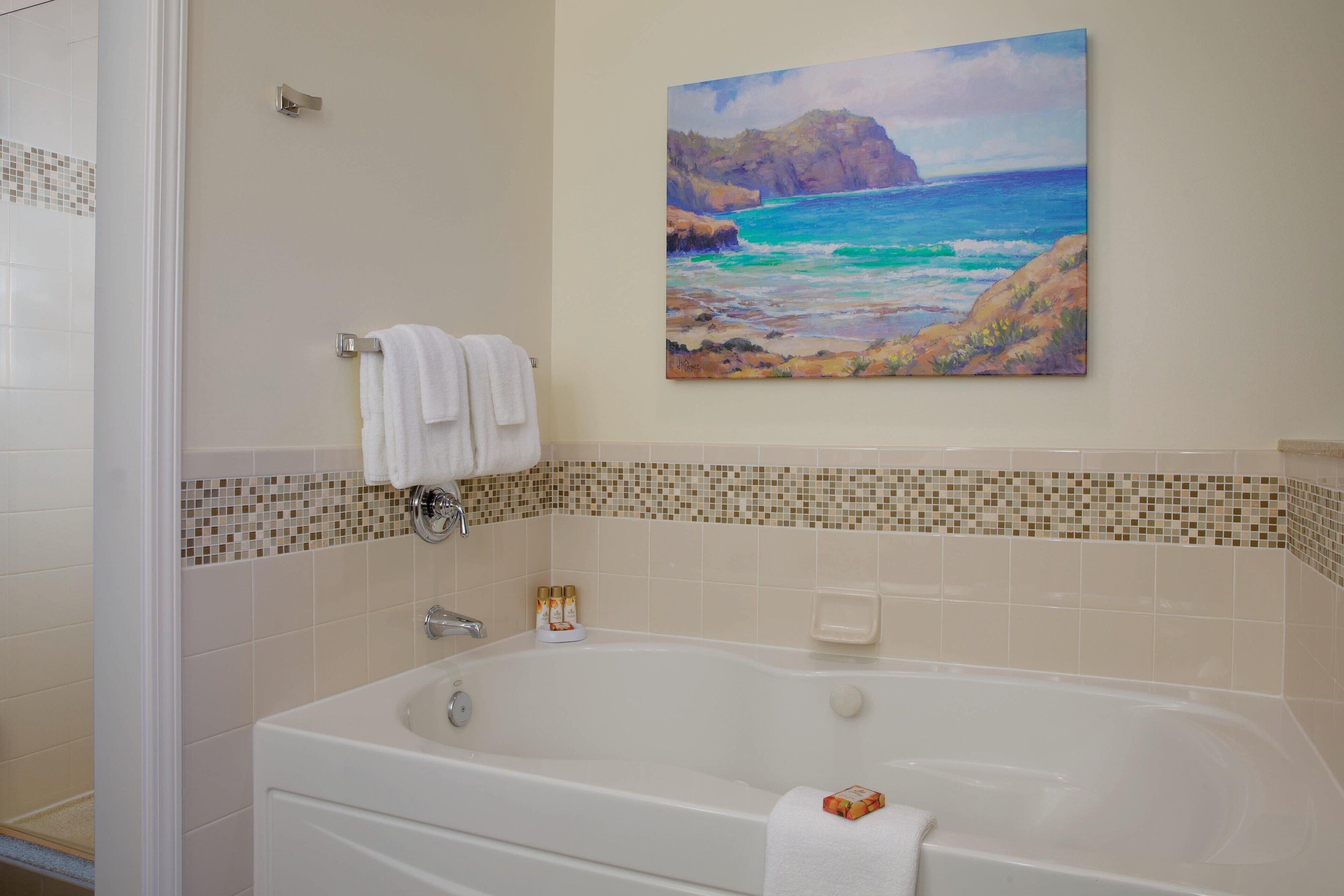 free toiletries, hair dryer, towels