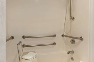 Bañera con ducha, artículos de tocador gratuitos, secador de pelo