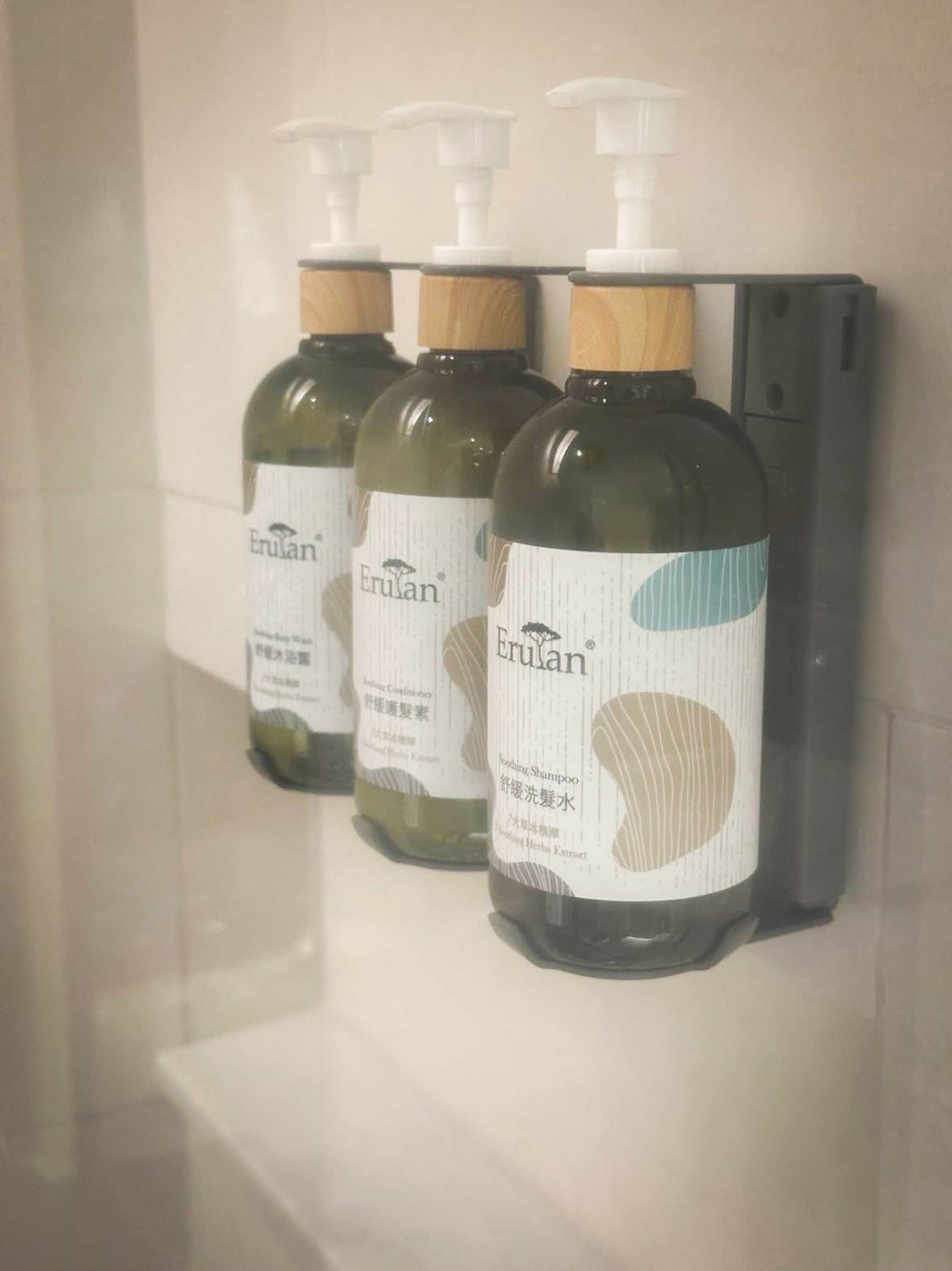 free toiletries, hair dryer, slippers, towels