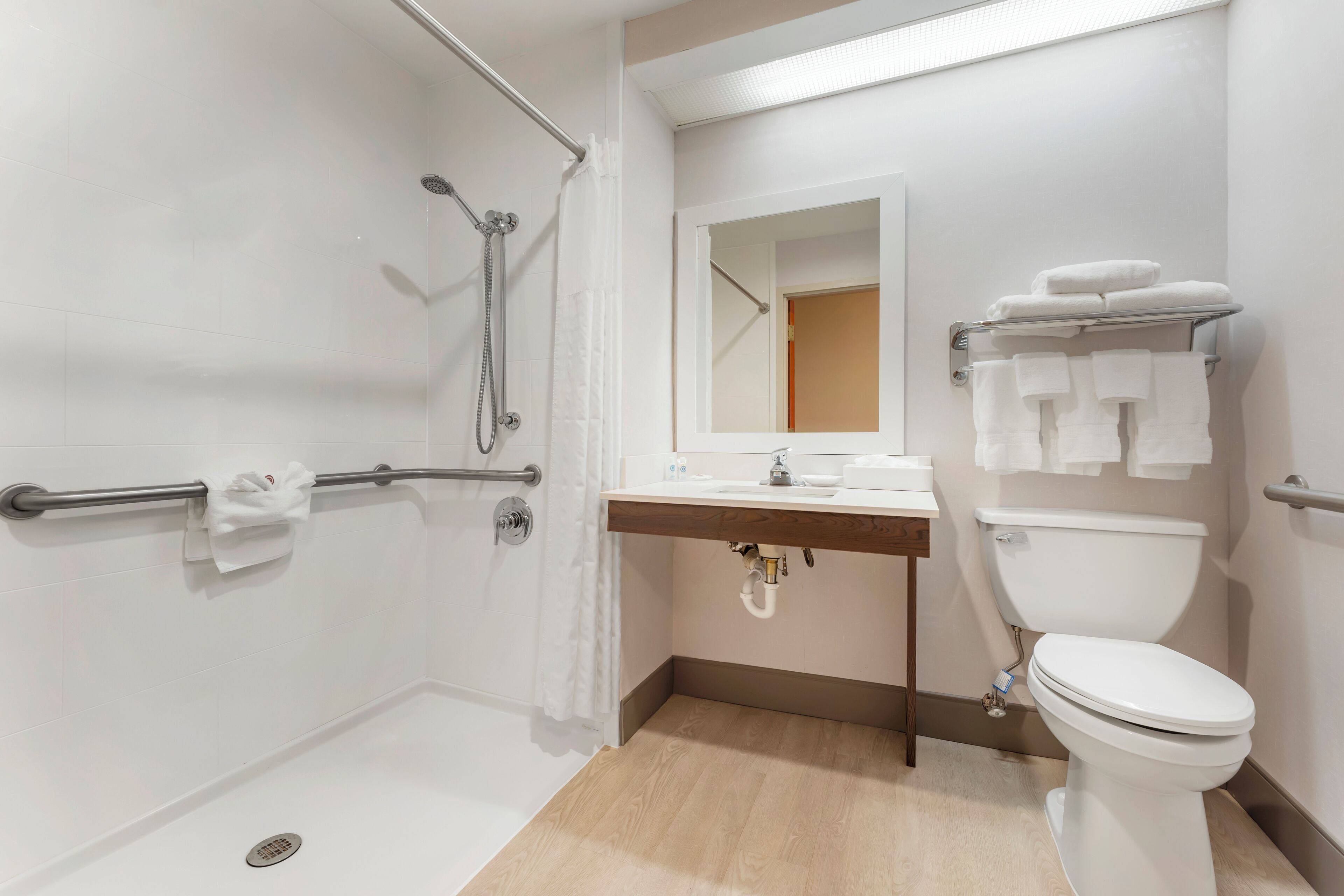 Basic Room, 1 King Bed, Accessible, Non Smoking | Bathroom | Free toiletries, hair dryer, towels