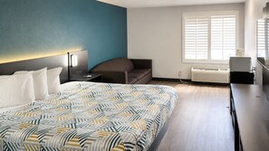Desk, free WiFi, bed sheets
