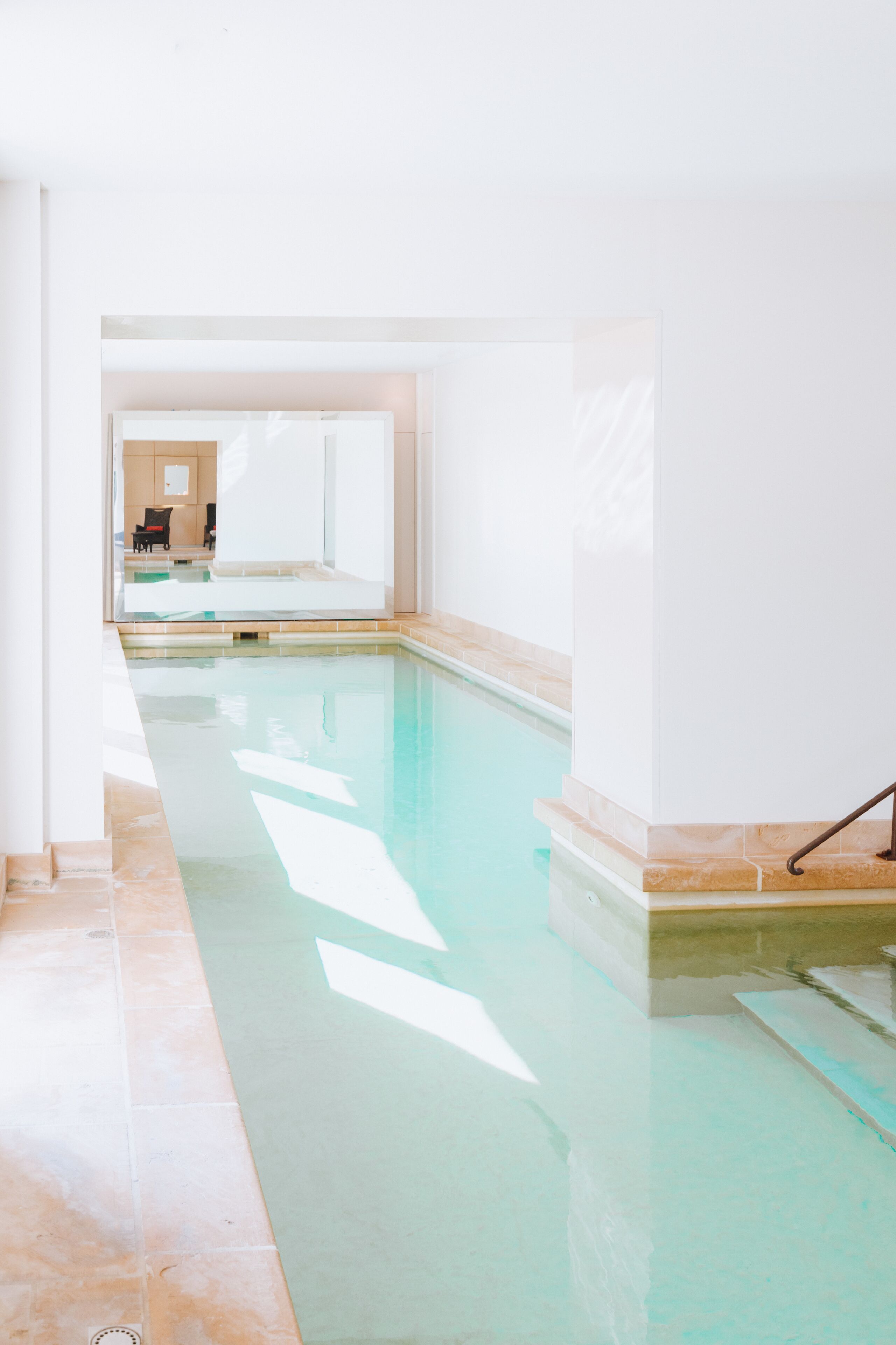 Indoor pool, seasonal outdoor pool, pool umbrellas, pool loungers