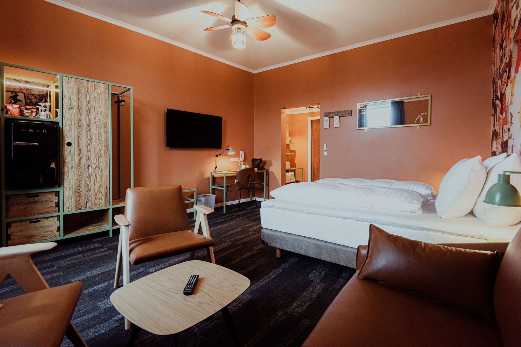 Minibar, blackout curtains, iron/ironing board, free WiFi