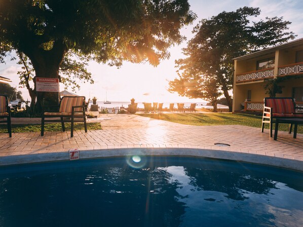 Outdoor pool, pool loungers