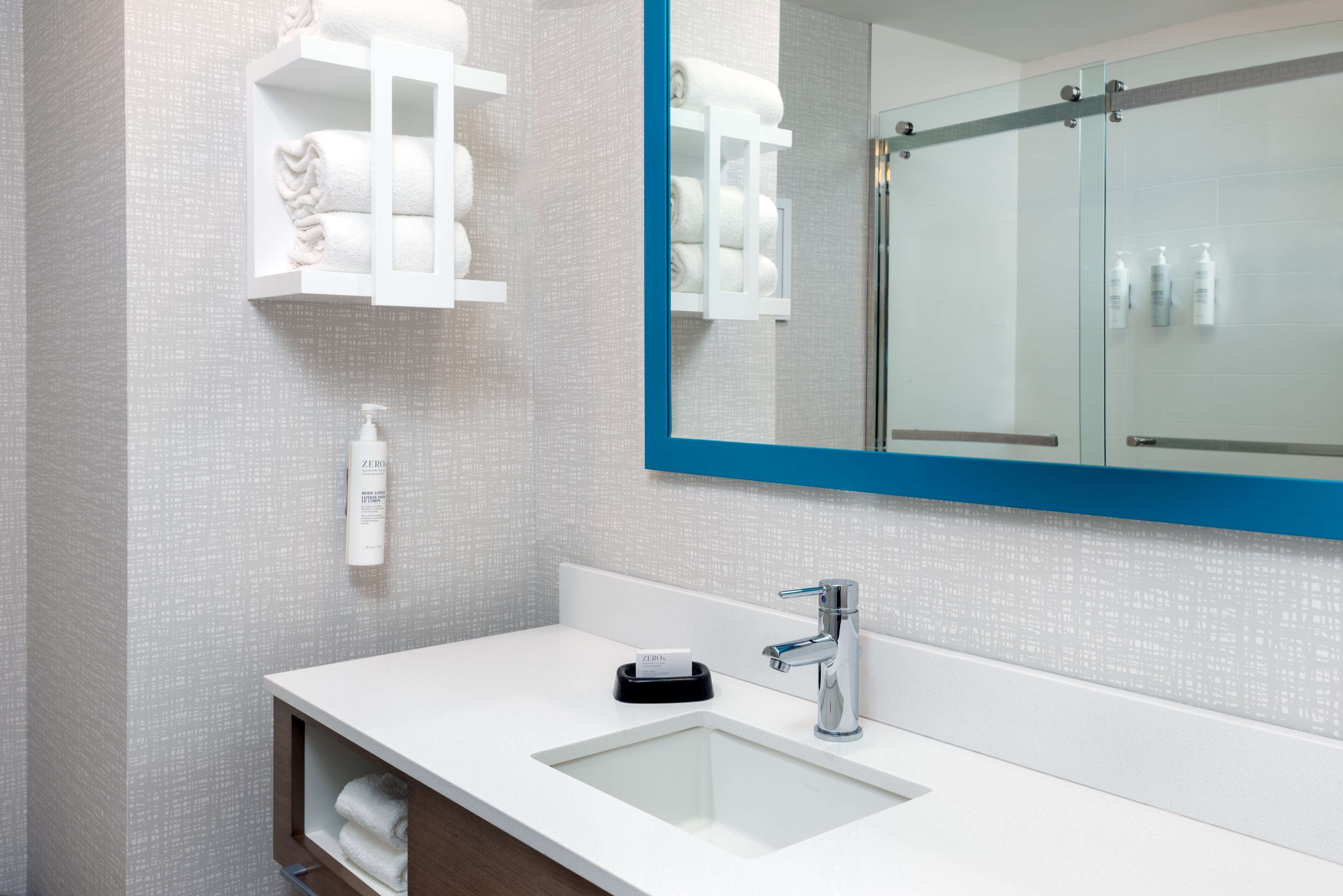 free toiletries, hair dryer, towels