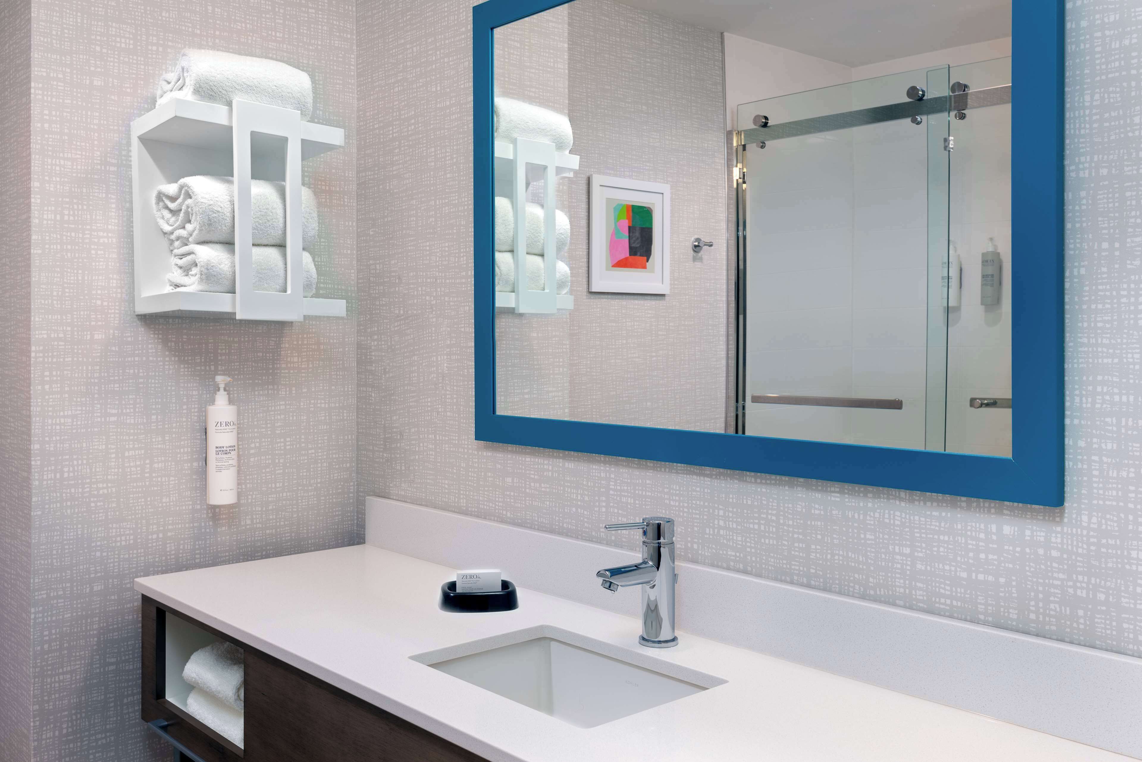 free toiletries, hair dryer, towels