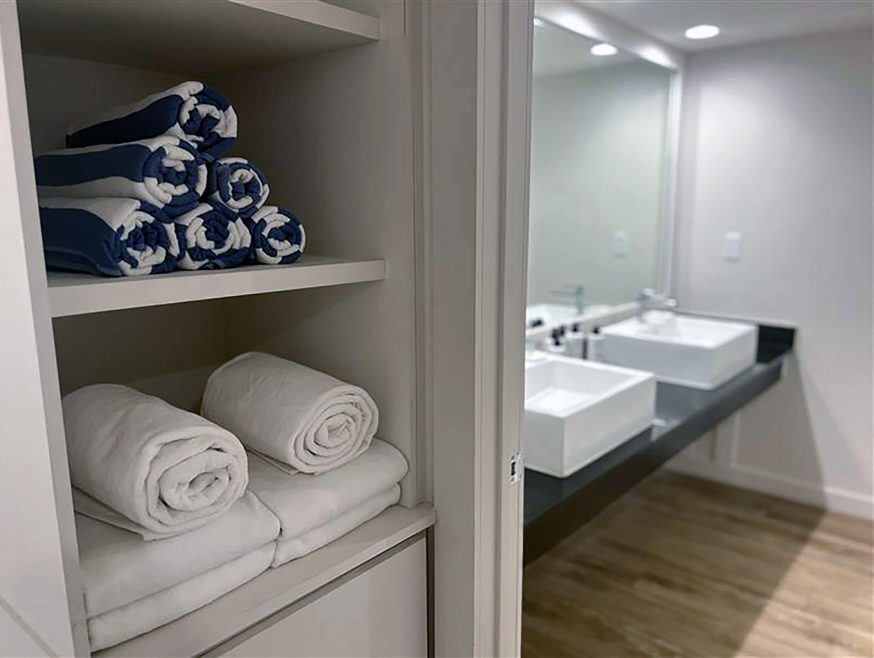 Ensemble baignoire-douche, séchoir à cheveux, serviettes fournies