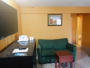 Premium bedding, desk, blackout curtains, iron/ironing board