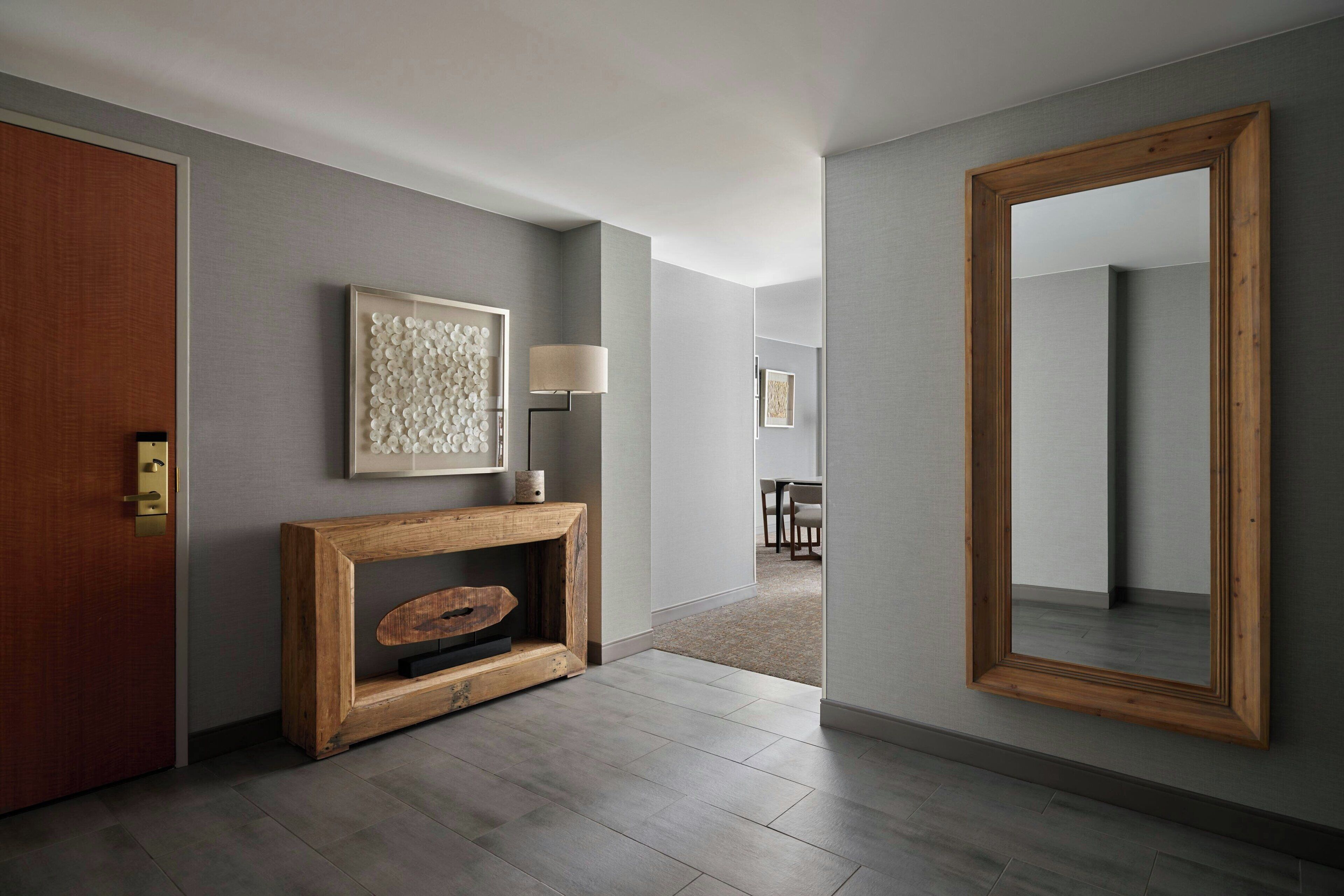 premium bedding, desk, laptop workspace, blackout curtains