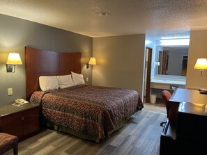 Desk, free WiFi, bed sheets