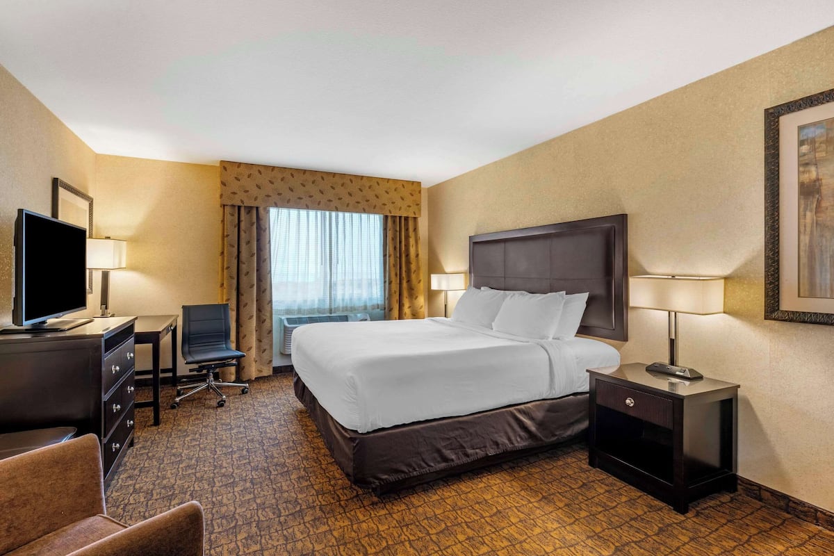Standard Room, 1 King Bed, Non Smoking (Larger Room Wet Bar) | Desk, laptop workspace, blackout drapes, iron/ironing board