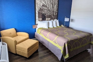 Efficiency, Room, 1 Queen Bed, Non Smoking | Desk, laptop workspace, blackout drapes, iron/ironing board