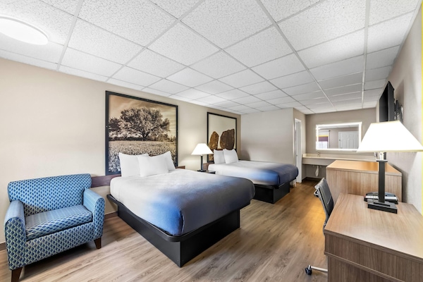 Standard Room, 2 Queen Beds | Desk, laptop workspace, iron/ironing board, bed sheets