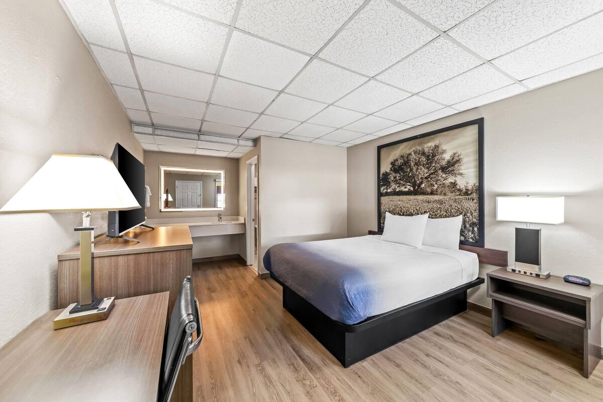 Standard Room, 1 Queen Bed | Desk, laptop workspace, iron/ironing board, bed sheets