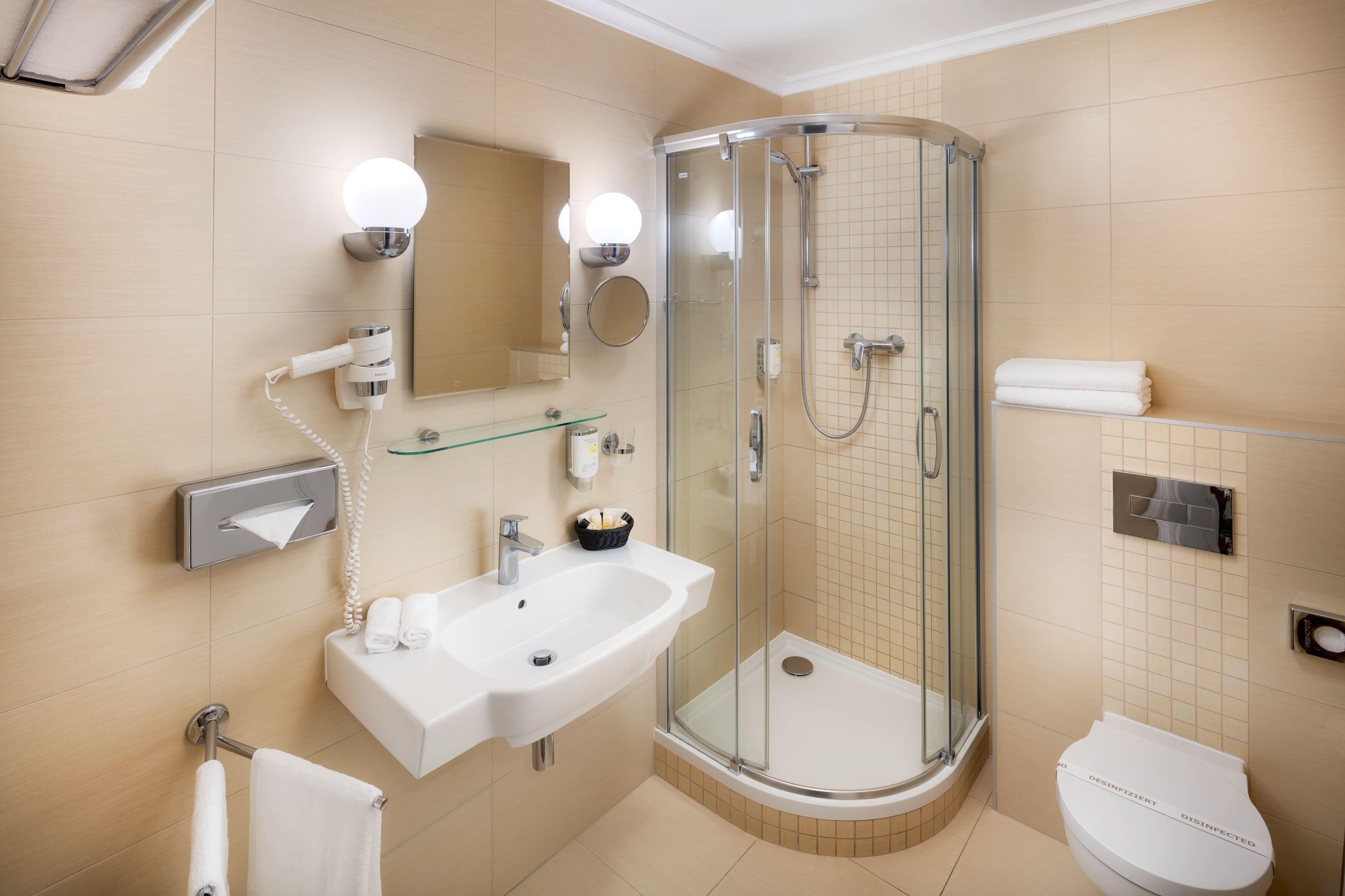 free toiletries, hair dryer, bathrobes, slippers