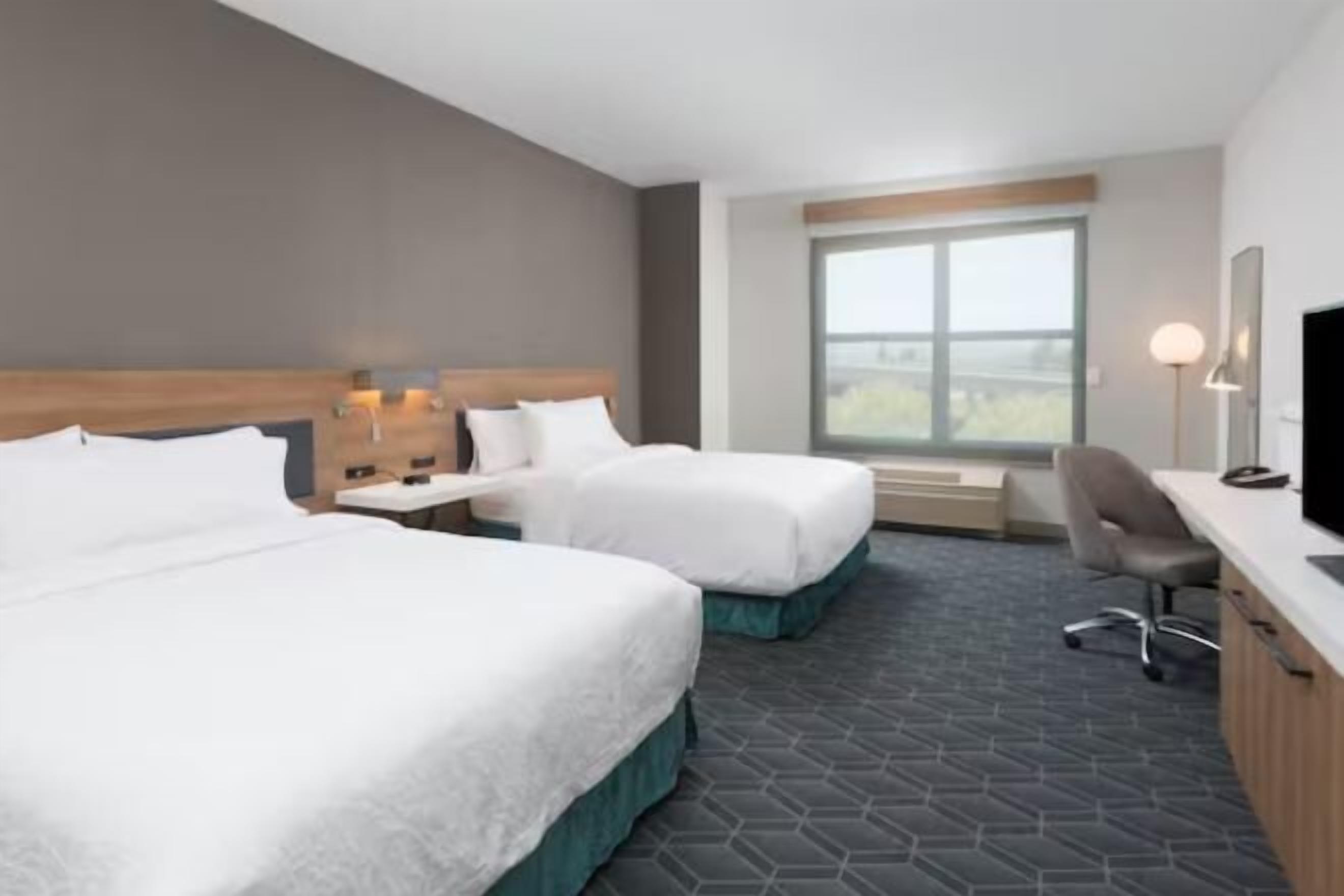 Hypo-allergenic bedding, desk, laptop workspace, iron/ironing board