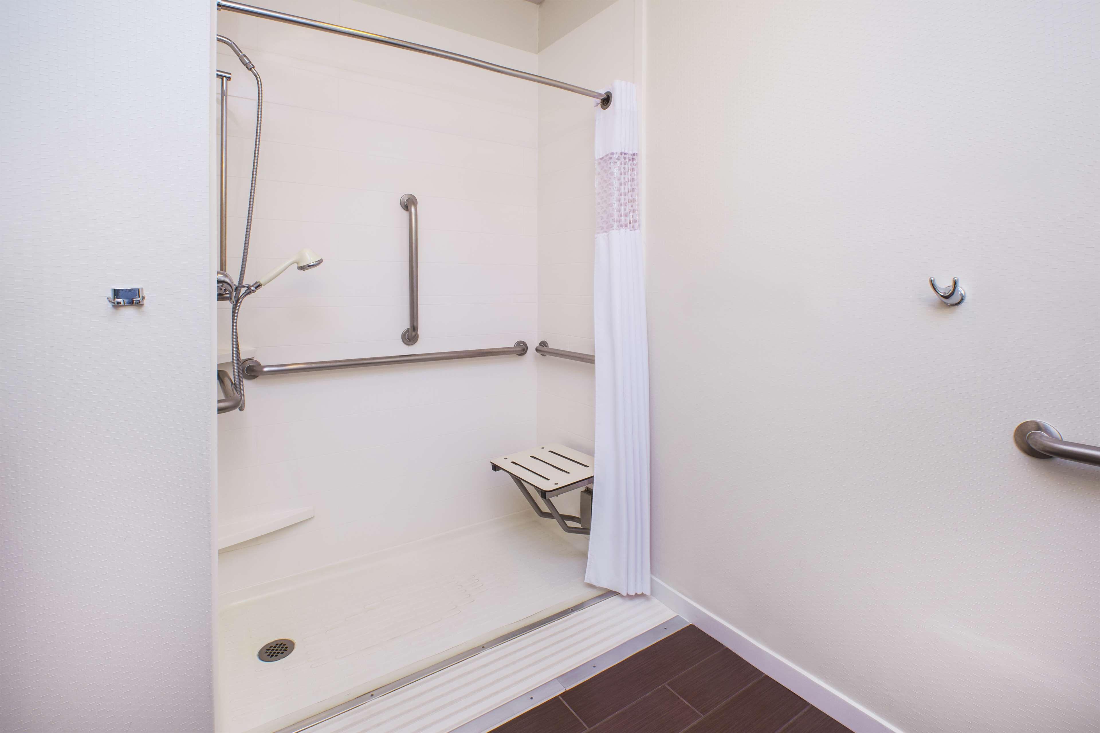 suite, 2 queen beds, accessible (roll-in shower) | bathroom | hair dryer, towels