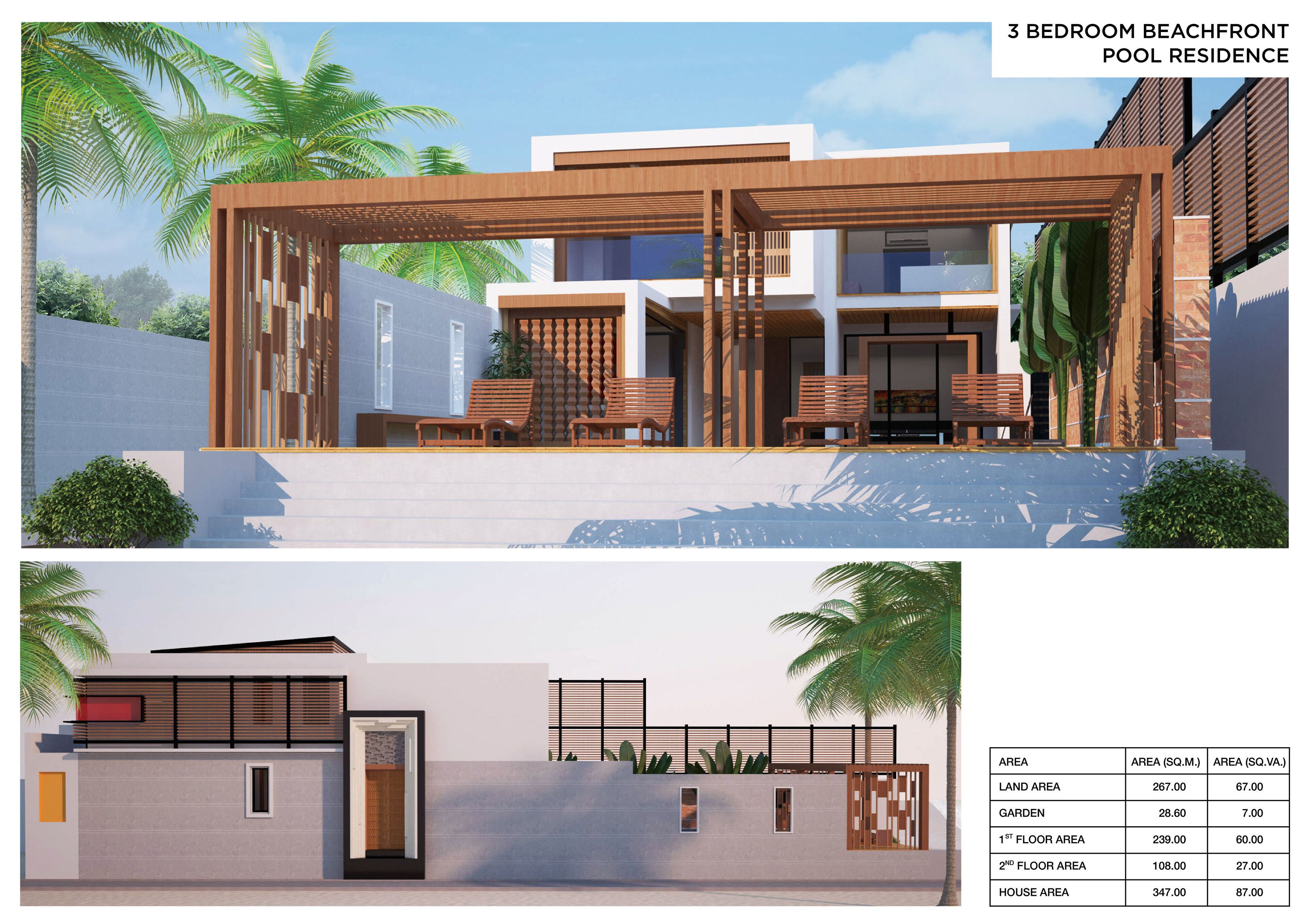 three bedroom beachfront pool residence | floor plan