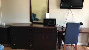 Desk, free WiFi, bed sheets