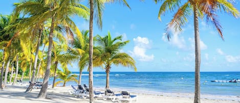 Plage privée, chaises longues, beach-volley, pêche sur place