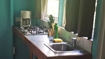 Apartment, 1 Bedroom | Private kitchenette | Full-sized fridge, microwave, stovetop, cookware/dishes/utensils