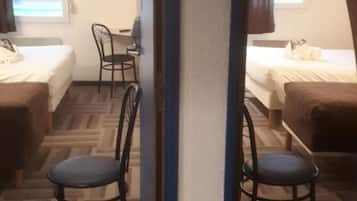 Desk, soundproofing, iron/ironing board (on request), WiFi (free)