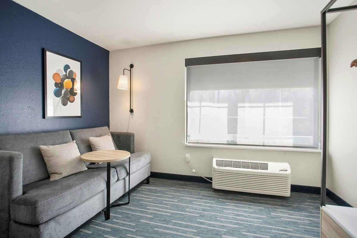 Rom – standard, 1 kingsize-seng med sovesofa | Sengetøy av topp kvalitet, skrivebord og skrivebord for bærbar PC