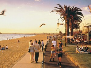 Vlak bij het strand, wit zand, 5 strandbars