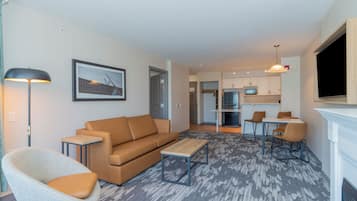 Télévision LCD de 43 pouces avec chaßnes par cùble, télévision, cheminée