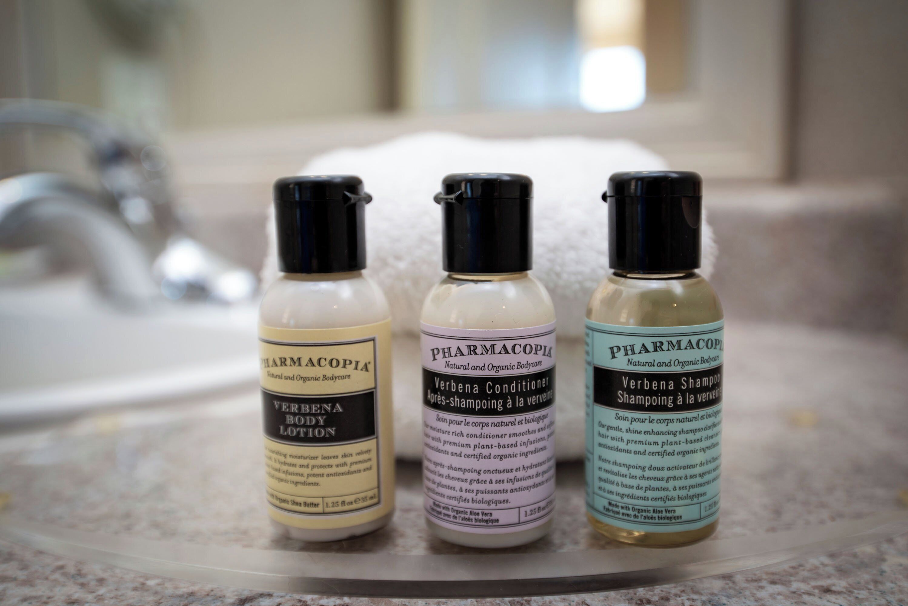 combined shower/bathtub, free toiletries, hair dryer, bathrobes