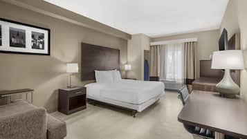 Desk, blackout curtains, iron/ironing board, free rollaway beds