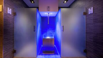 Access the upper floors via this sleek elevator.