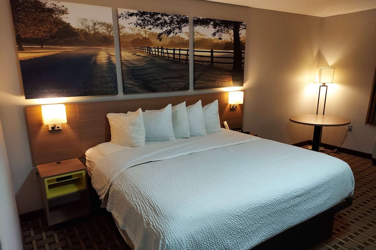 Chambre, 1 trÚs grand lit, accessible aux personnes à mobilité réduite