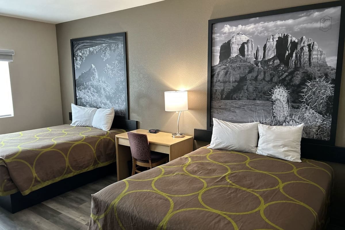 Desk, blackout drapes, free WiFi, alarm clocks