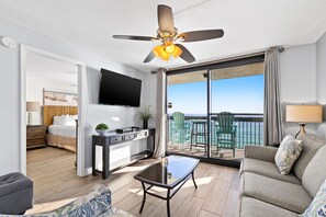 Condo, 2 Bedrooms (Sea View) | Living area | TV, DVD player