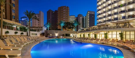 2 indoor pools, outdoor pool, pool umbrellas, pool loungers