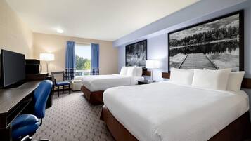 Room, 2 Queen Beds, Non Smoking | Desk, free WiFi, bed sheets, alarm clocks