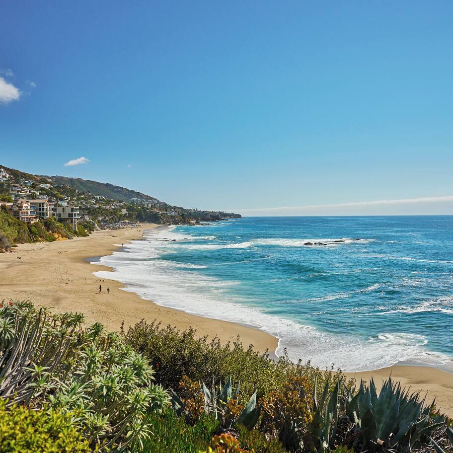 On the beach, sun loungers, beach umbrellas, beach towels