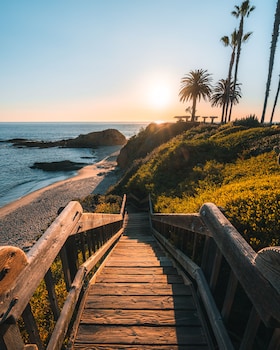 On the beach, sun loungers, beach umbrellas, beach towels at Montage Laguna Beach