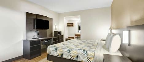 Desk, free WiFi, bed sheets