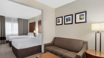 Suite, 2 Queen Beds, Non Smoking | 1 bedroom, desk, iron/ironing board, rollaway beds