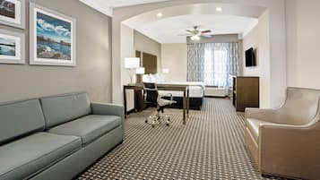 Suite, 1 King Bed, Non Smoking | Premium bedding, desk, iron/ironing board, free cribs/infant beds